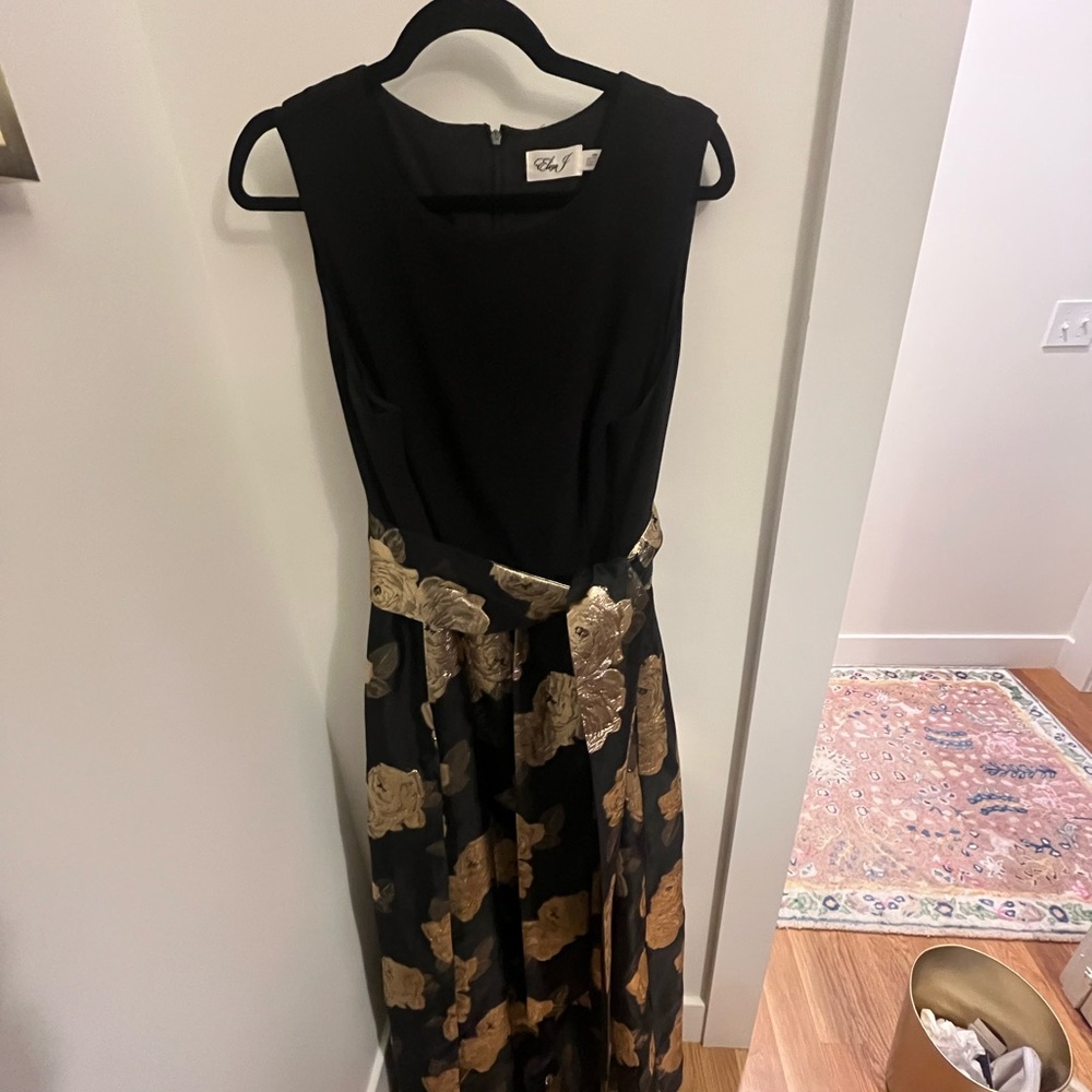 Eliza J Black Dress with Gold Detail